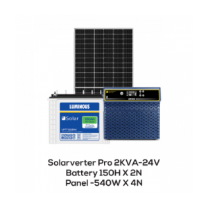Solar Off-Grid Combo | Solarverter PRO 2 KVA/ 24 V, Solar Battery 150 Ah (2 Nos.), Solar Panel 540 W (4 No.S)