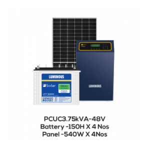 Solar Off-Grid Combo | PCU NXT+ 3.75 KVA/48 V, Solar Battery 150 Ah (4 Nos.), Solar Panel 540 W (4 Nos.)
